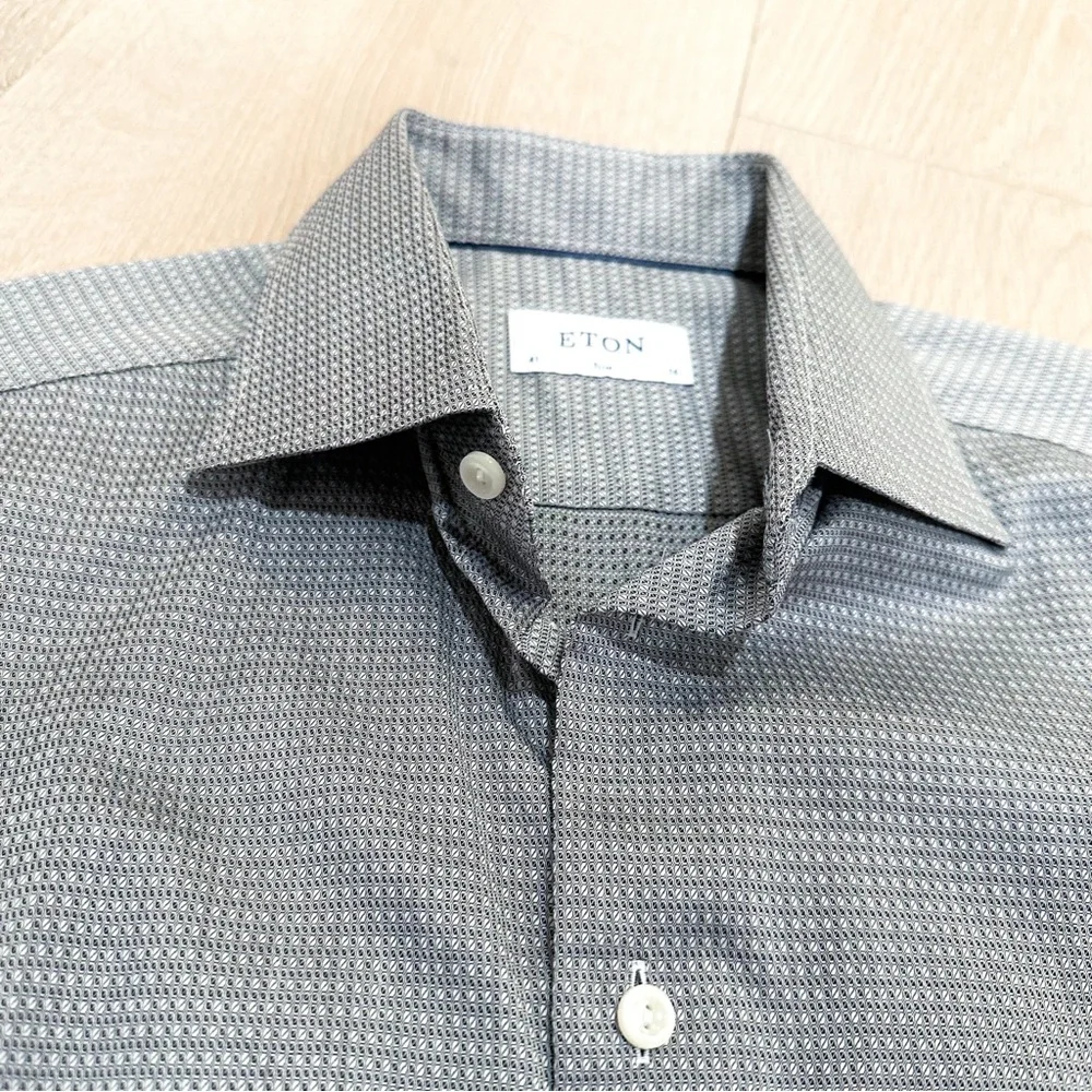ETON Signature Twill Micropattern Men's Dress Shirt 16/41 Slim - Picture 4 of 12
